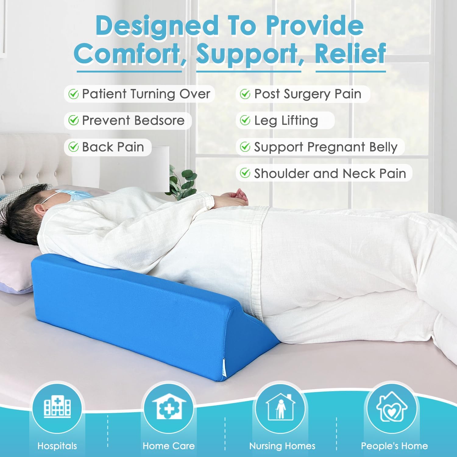 NEPPT Bed Wedge Pillow for Post Surgery Pressure Relief Blue 1