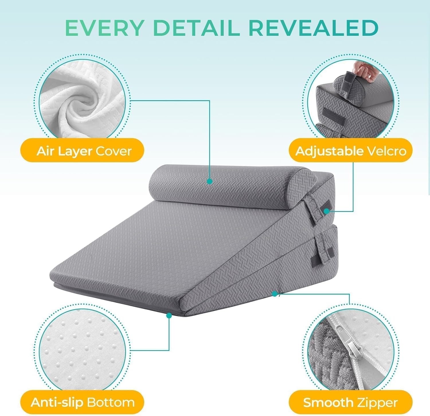 Sasttie 3 Pc Adjustable Wedge Pillow Set