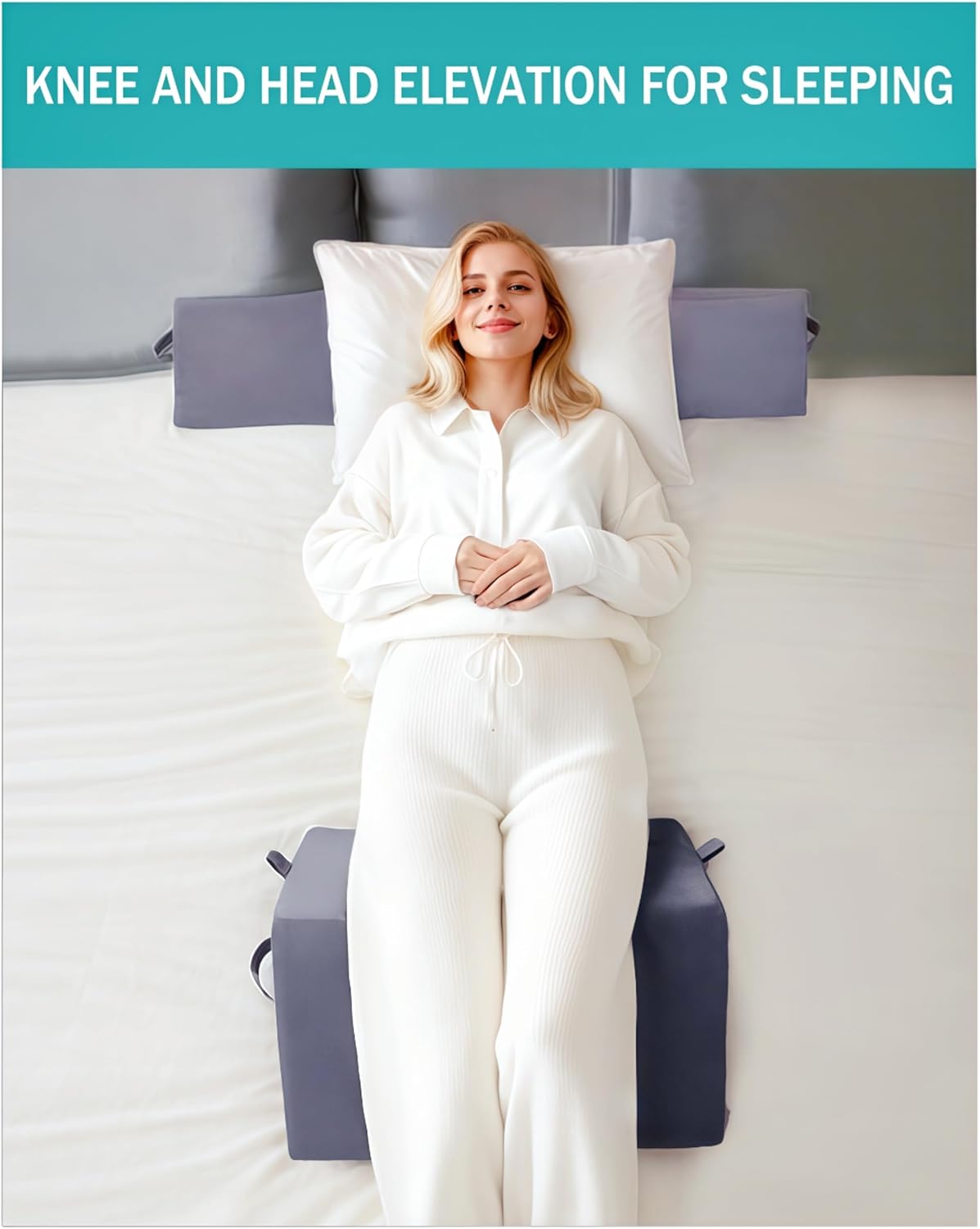 3PCS Bed Wedge Pillow Set for Seniors Back Pain Relief