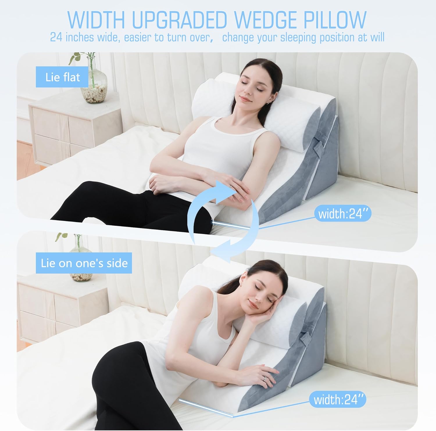 3PCS Foamalusion Adjustable Wedge Pillow for Sleep and Pain Relief