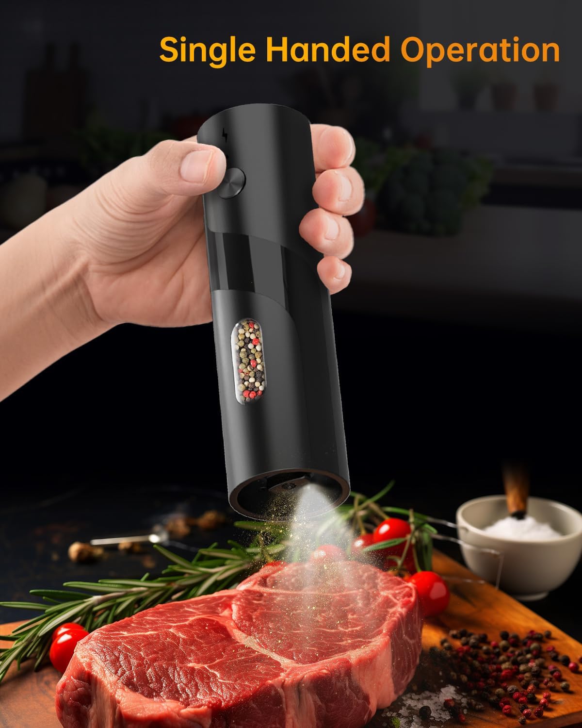 CIRCLE JOY Rechargeable Salt Pepper Grinder Set with USB Charging Base
