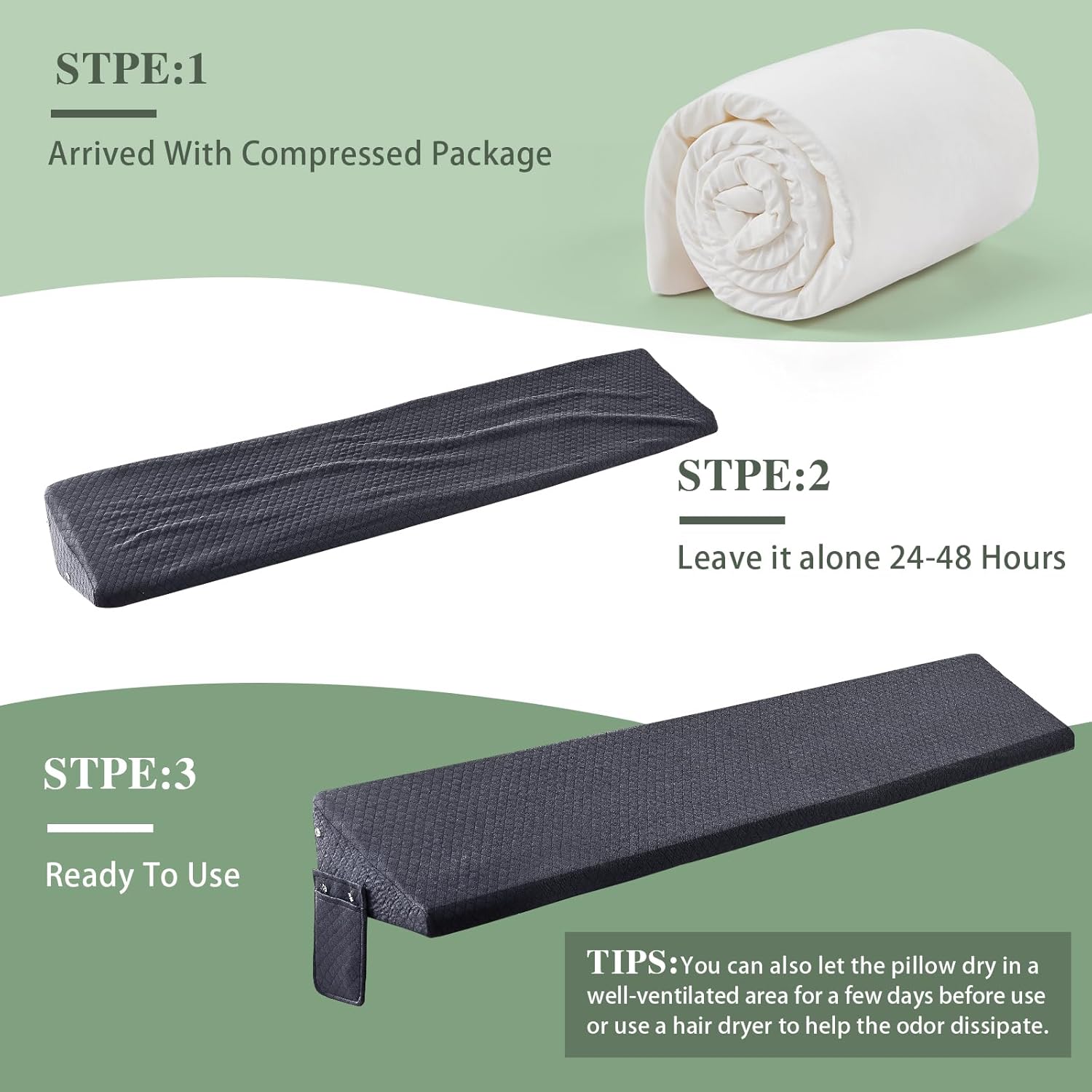 RUJIPO King Size Bed Wedge Pillow - Gap Filler 76x10x6 1