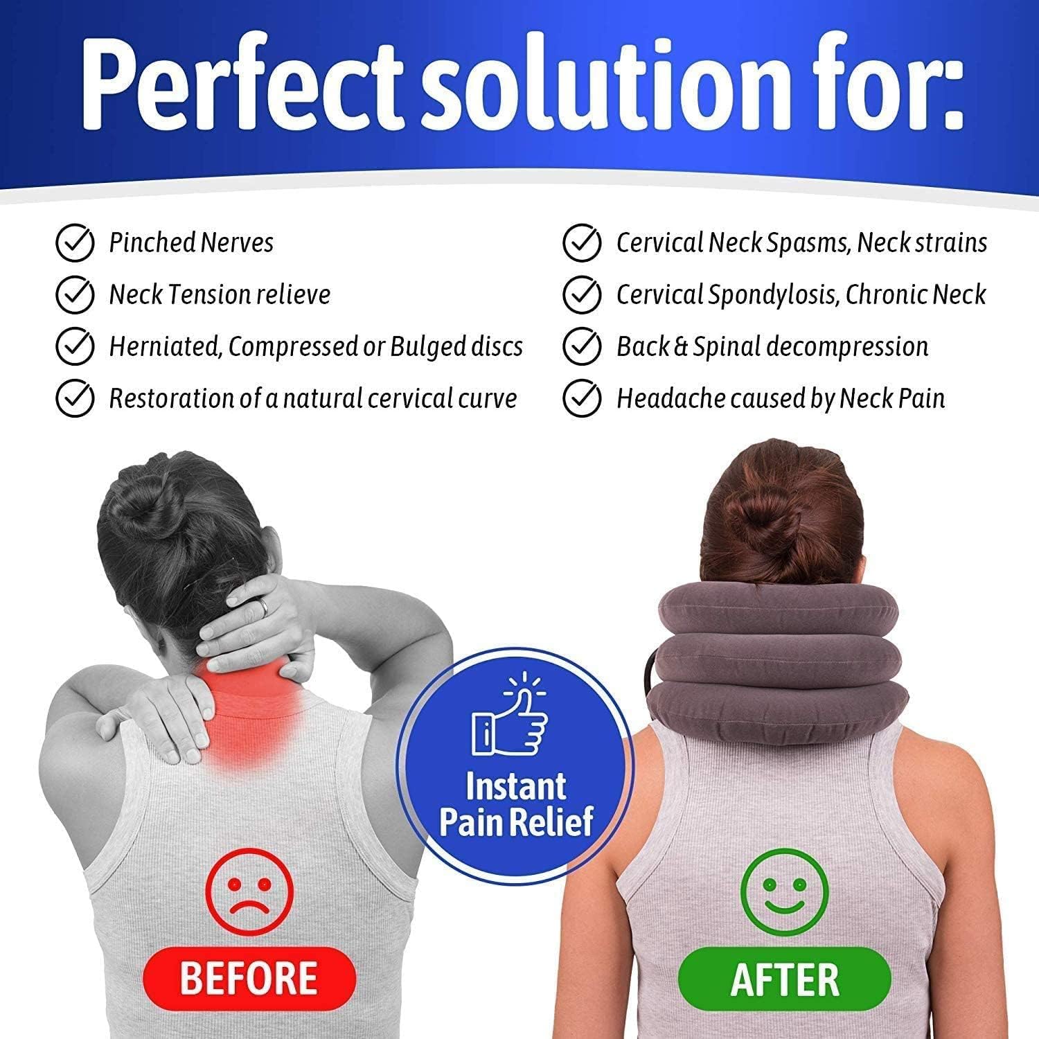 S Cervical Neck Traction Device - Inflatable Adjustable Relief Support
