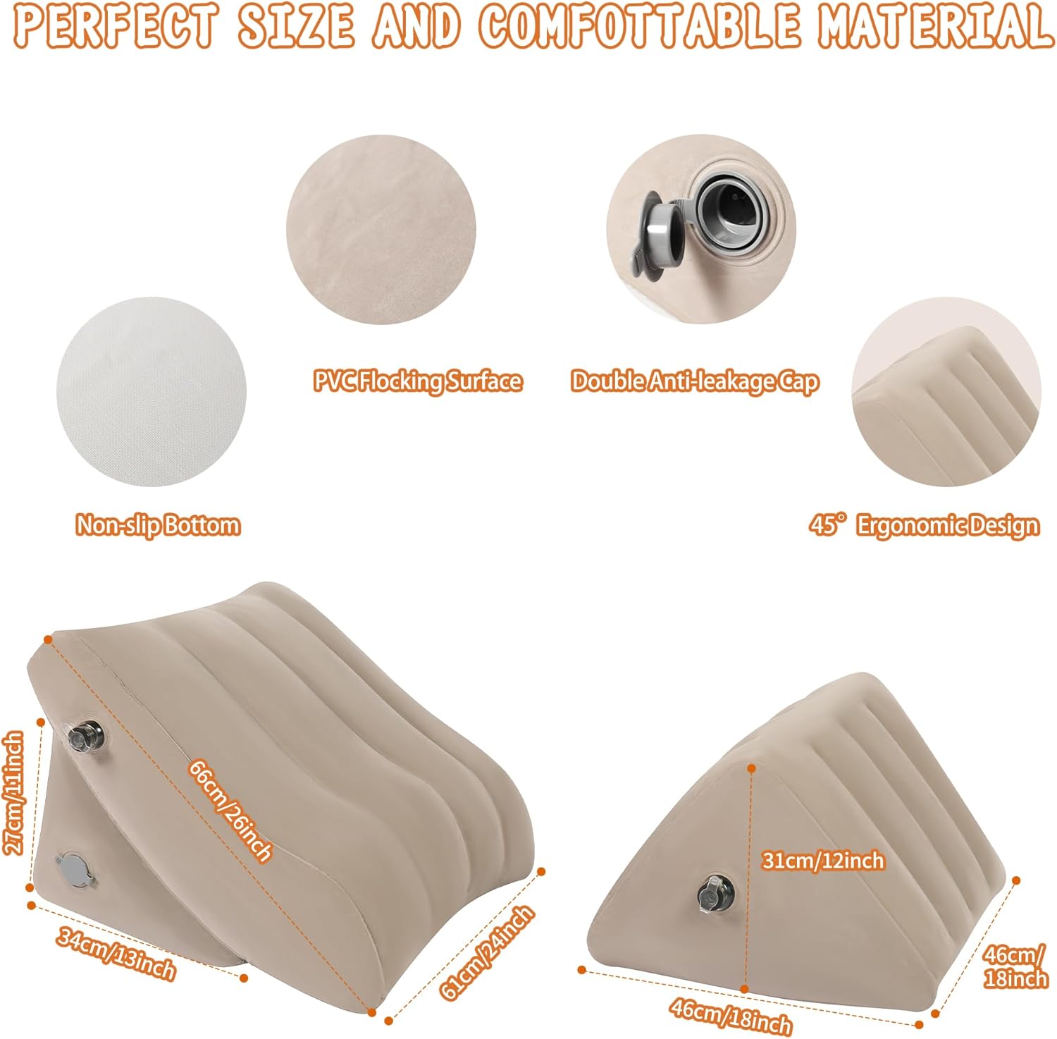 Toggloo Inflatable Wedge Pillow Set for Pain Relief and Comfort