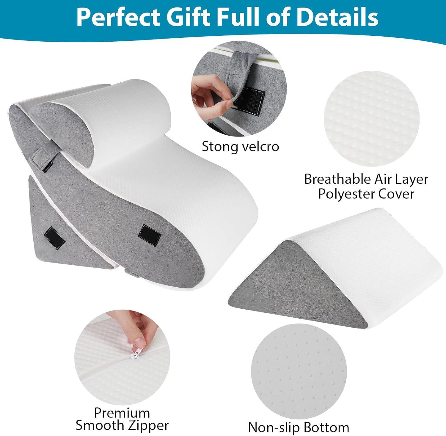 4PCS Orthopedic Wedge Pillow Set for Back Leg Support