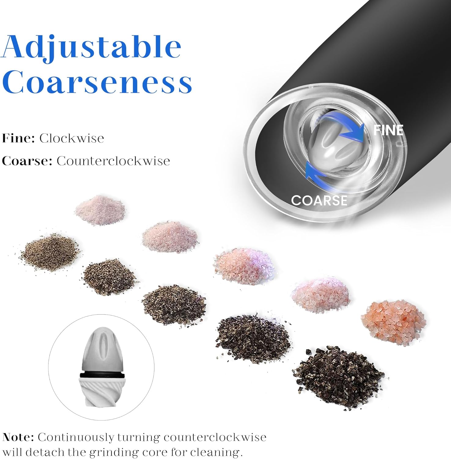 UNNEES Gravity Electric Salt and Pepper Grinder Set of 2 1