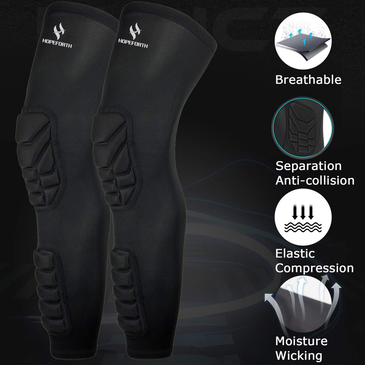 HOPEFORTH Knee Calf Padded 2 Pack Compression Leg Sleeve