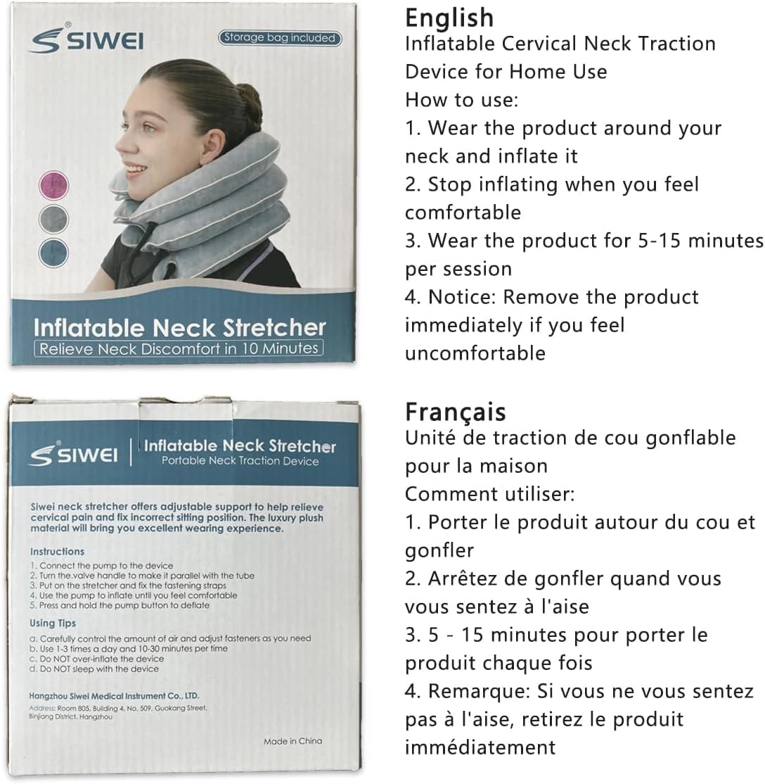 S Cervical Neck Traction Device - Inflatable Adjustable Relief Support