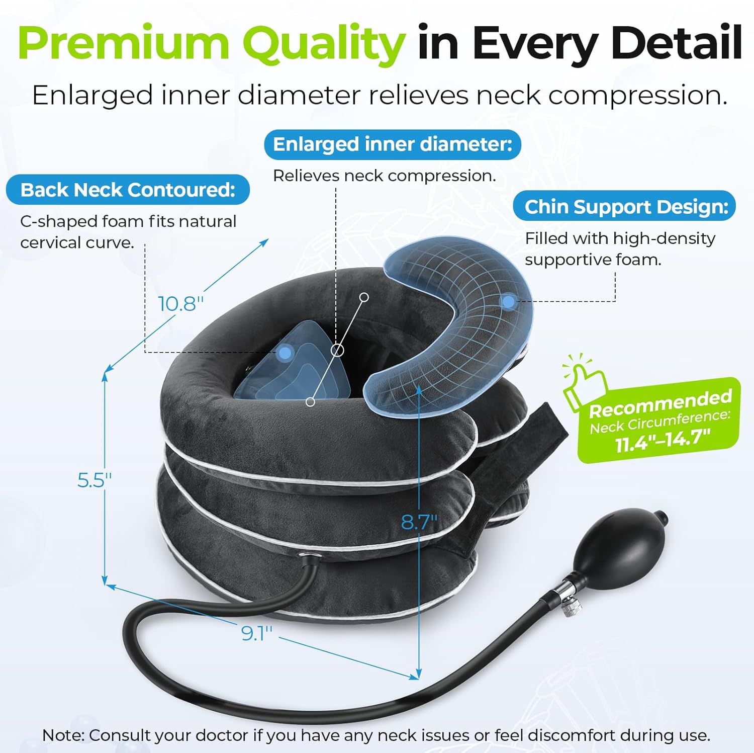 AUVON Inflatable Neck Stretcher for Cervical Traction
