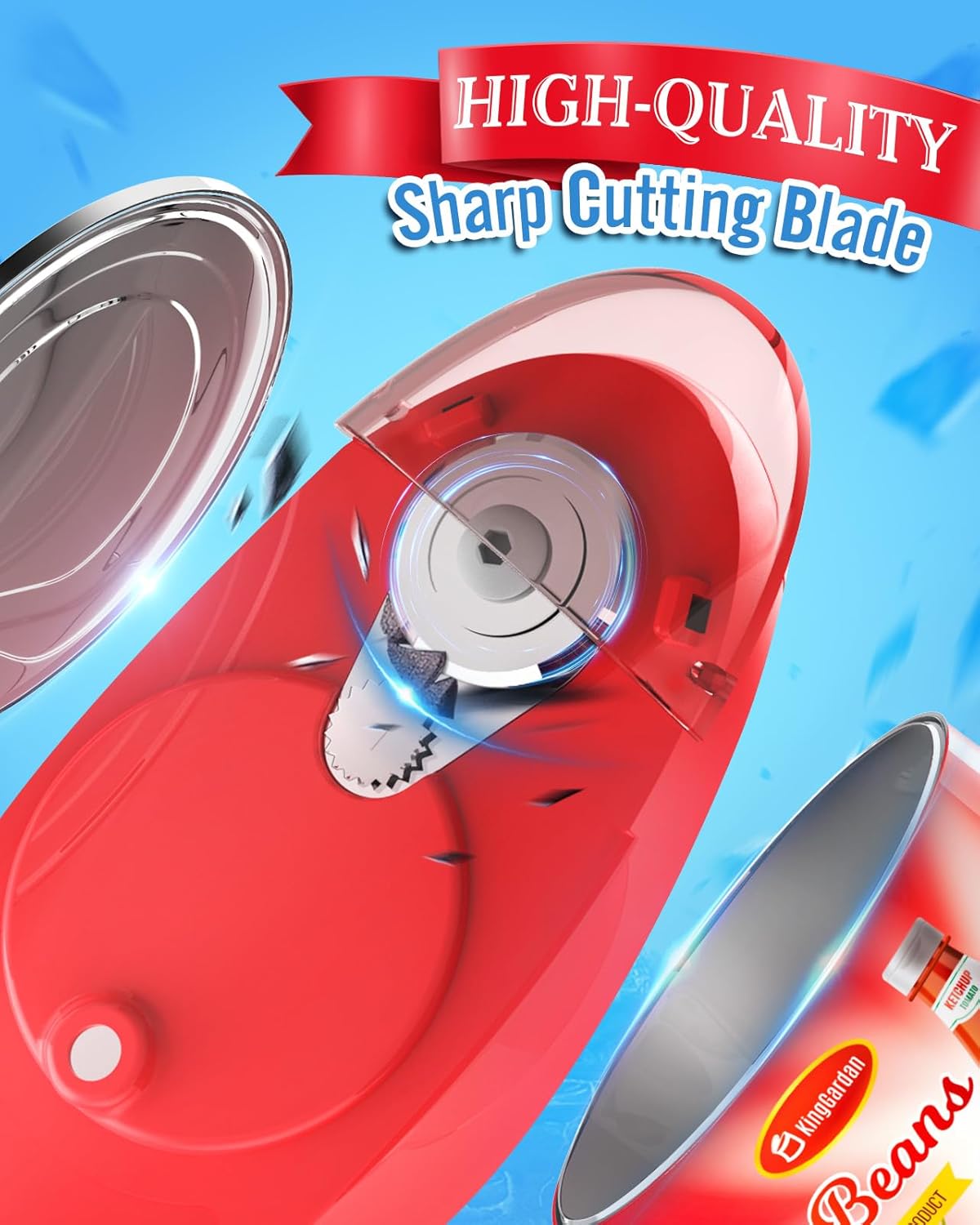 KingGardan Electric Can Opener One-Touch Automatic with Smooth Edge