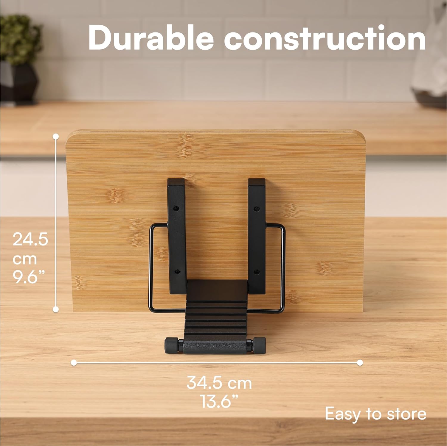 HS Bamboo Recipe Book Holder - Foldable Adjustable