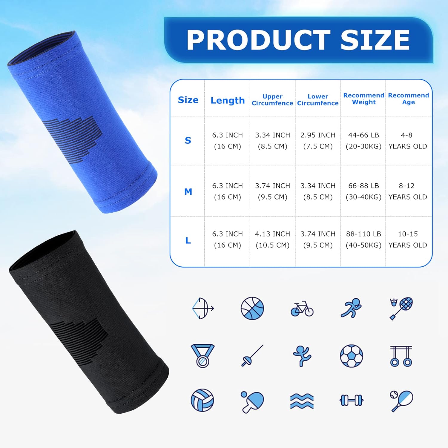 Kasyat Kids Elbow Compression Sleeve 2Pcs Small