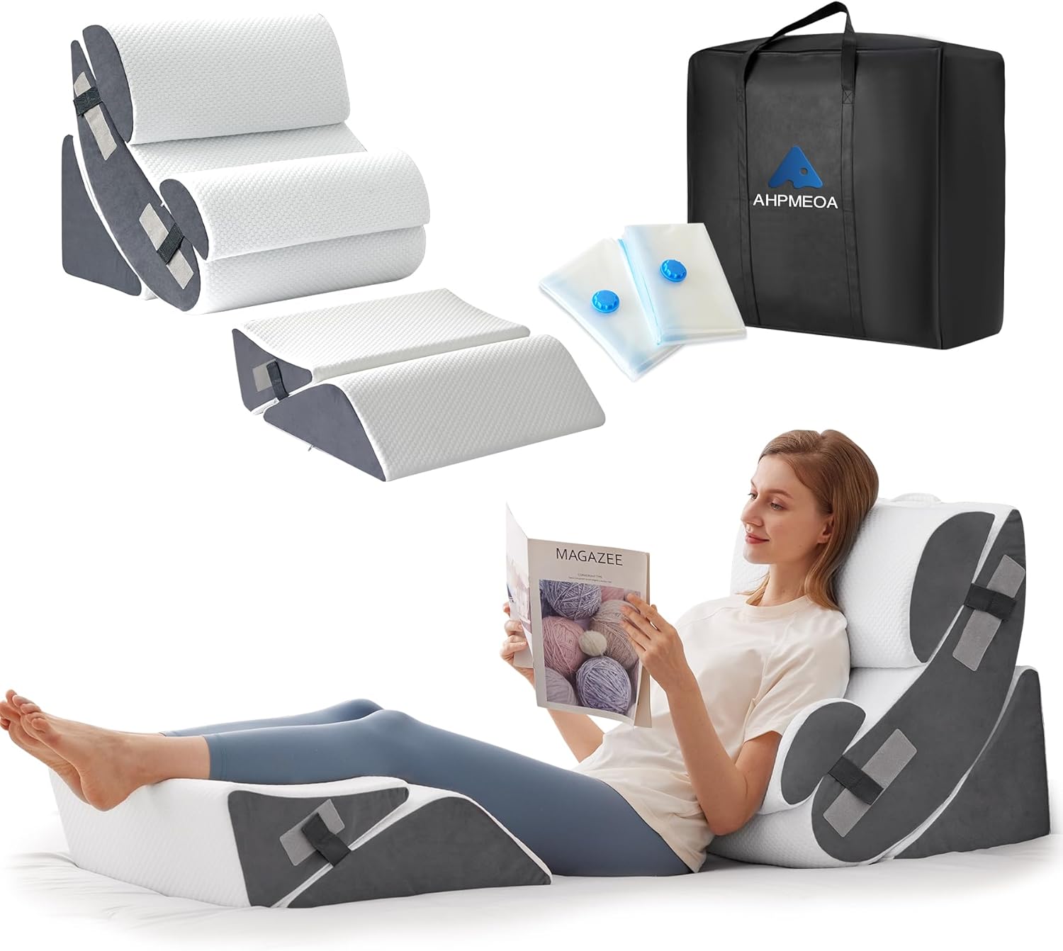 6PCS Orthopedic Wedge Pillow Set for Post Surgery Relief and Acid Reflux