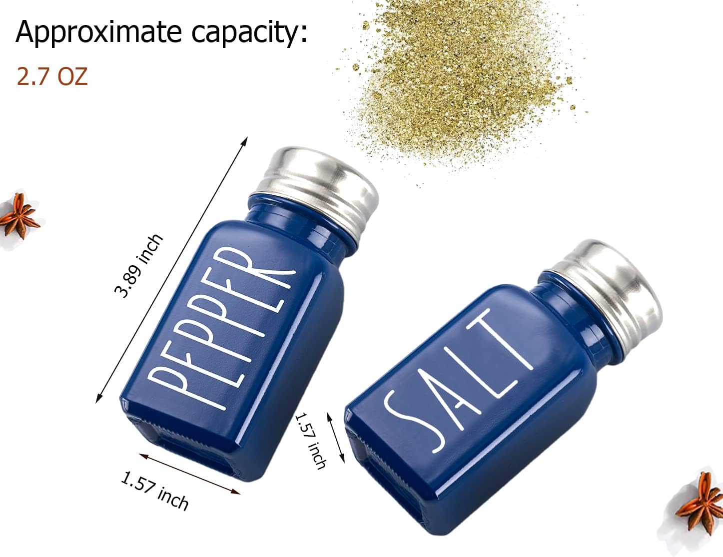 VICUKIE Farmhouse Salt Pepper Shakers Set in Blue
