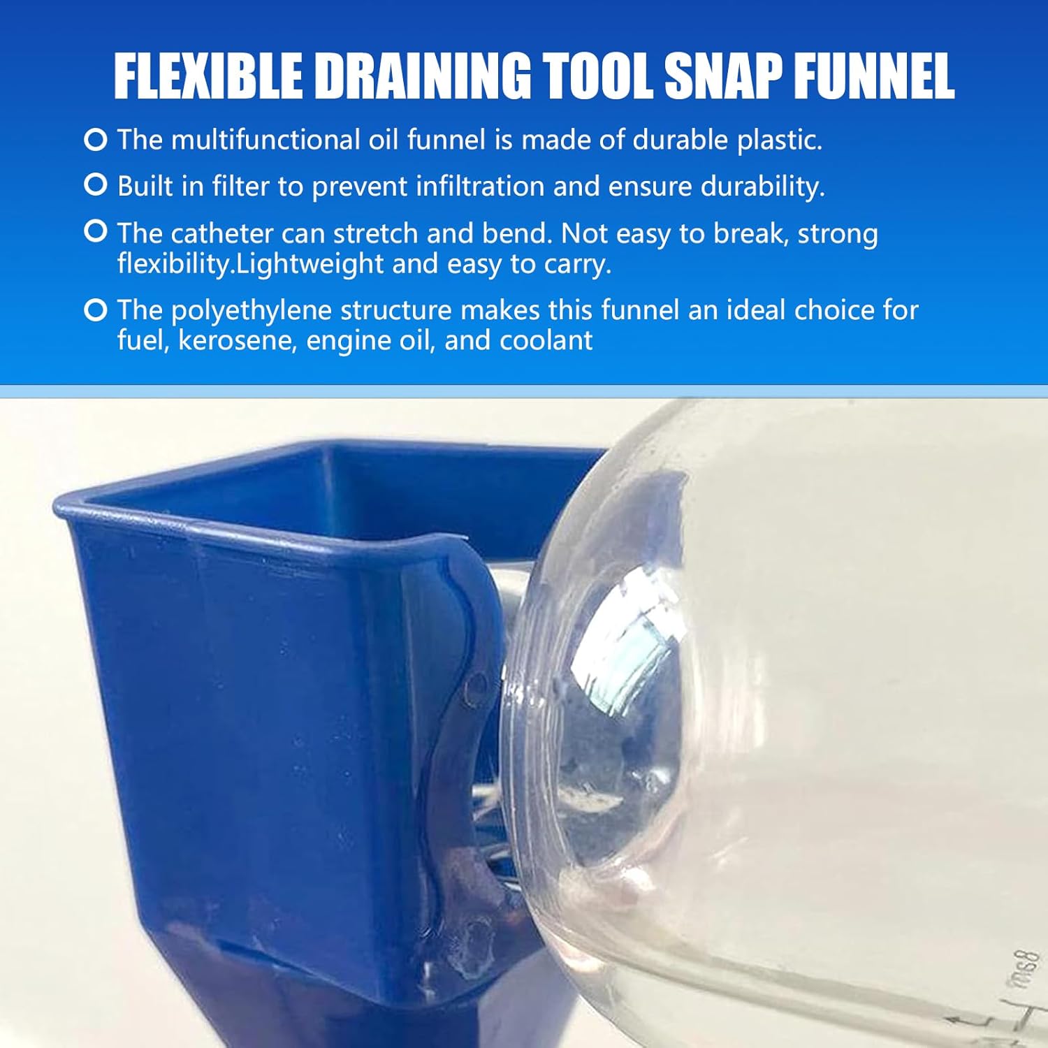 2 PCS Auto Flexible Funnel with Extendable Spout and Snap Seal