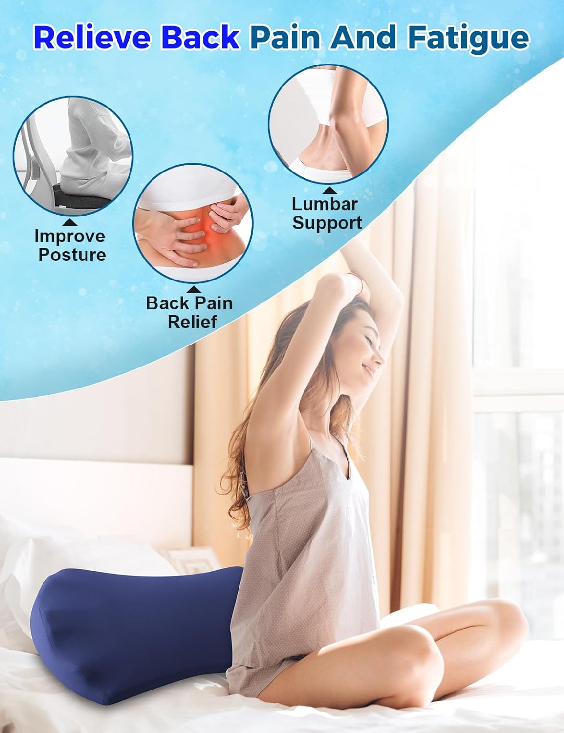 Fledano Cooling Lumbar Support Pillow for Back Pain Relief