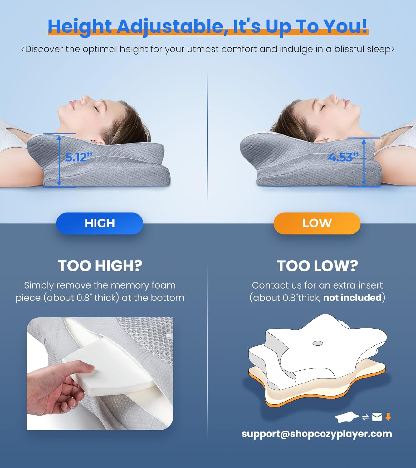 Cozyplayer Cooling Pillow for Neck Support and Sleep Comfort