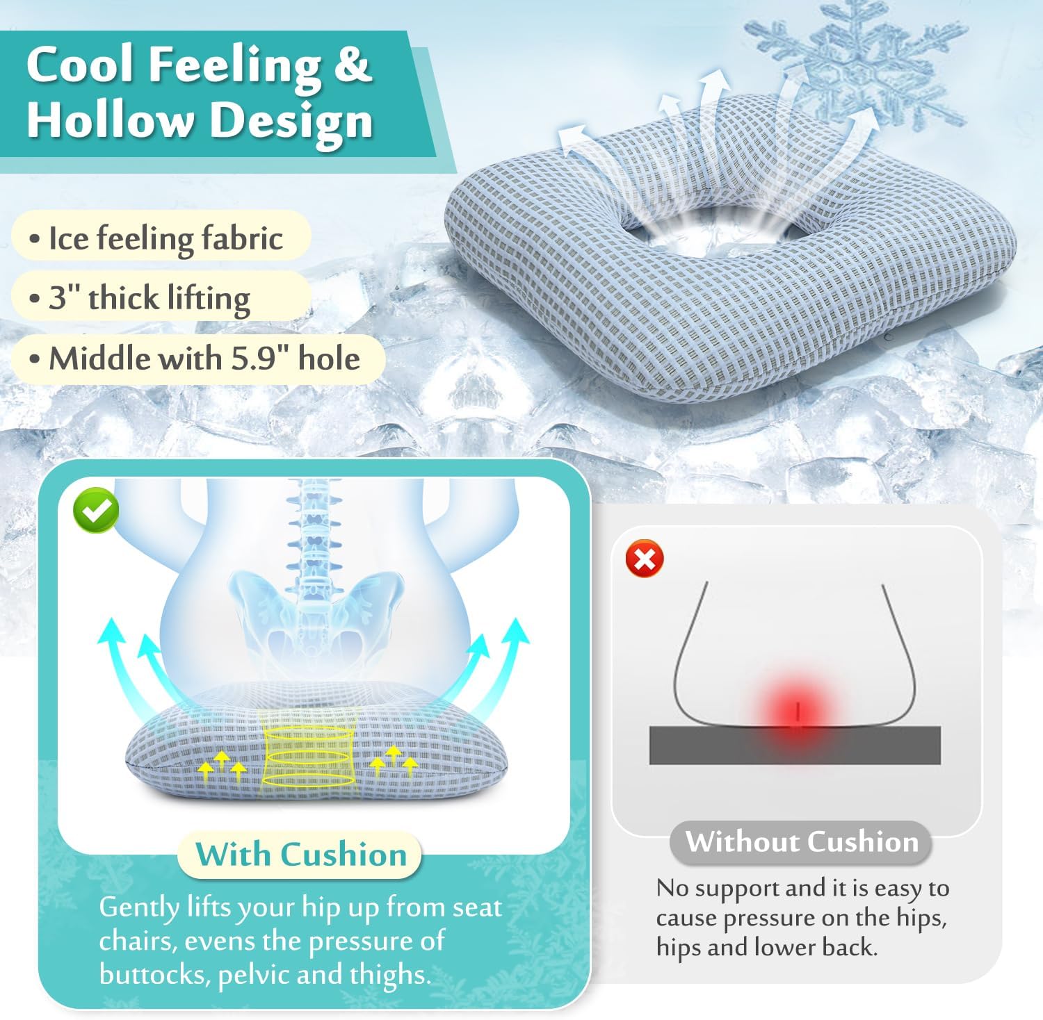 AOSSA Donut Pillow for Pressure Relief and Bed Sore Prevention