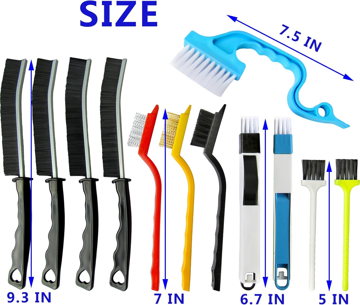 12Pcs Crevice Cleaning Brush Set for Bathrooms Kitchens Windows Showers