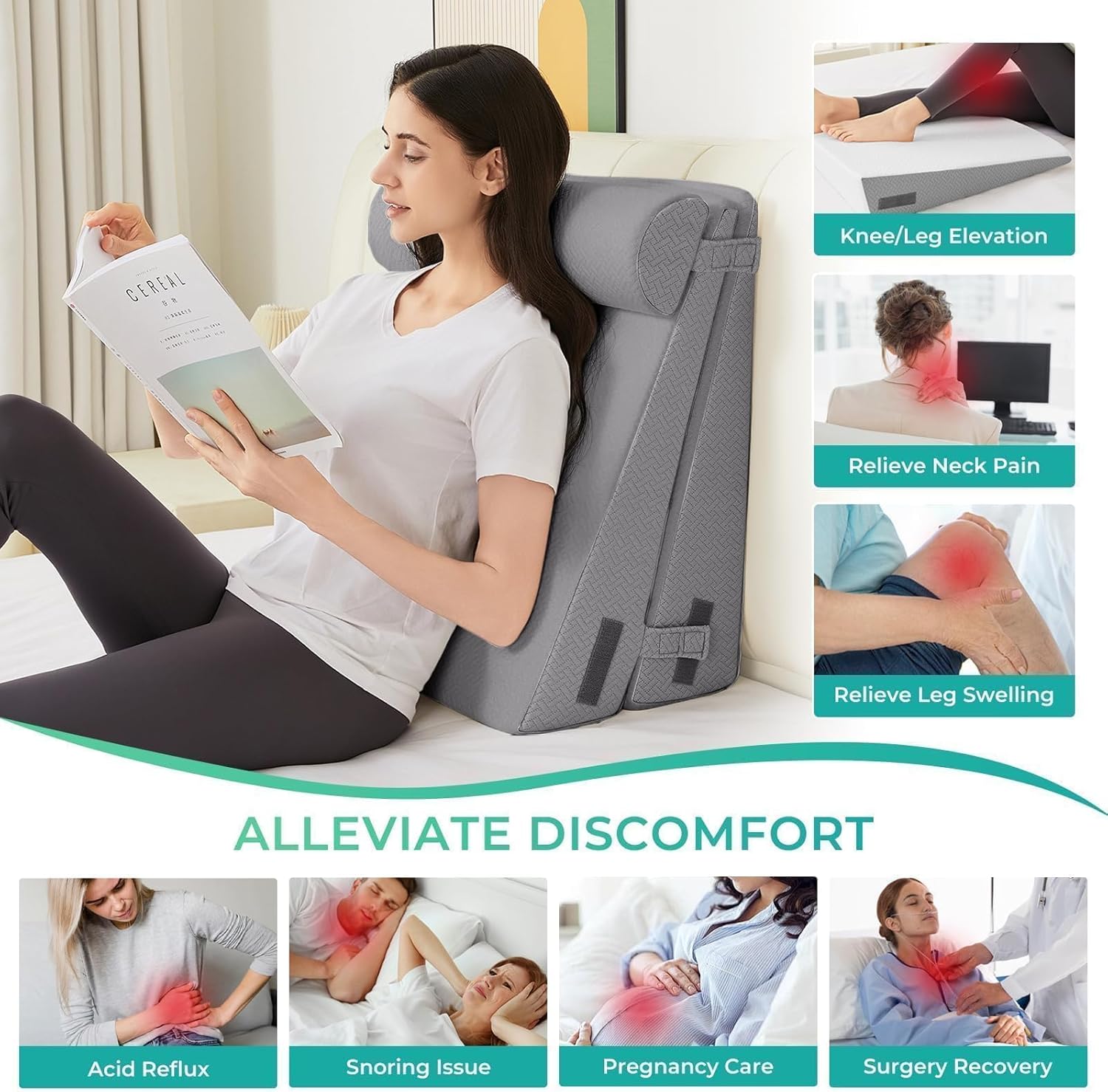 Sasttie 3 Pc Adjustable Wedge Pillow Set