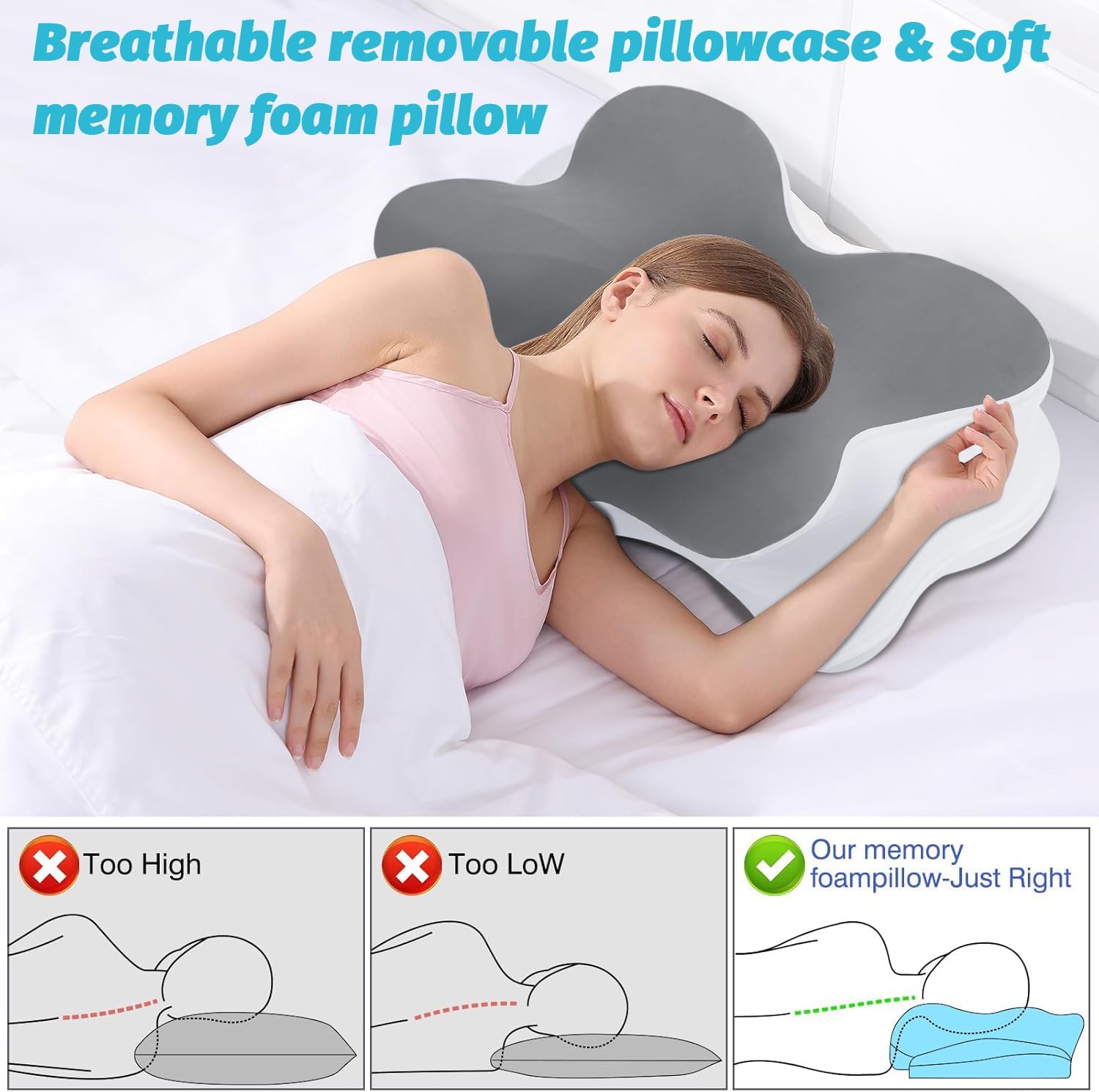TIUNASIN Ergonomic Contour Cervical Pillow