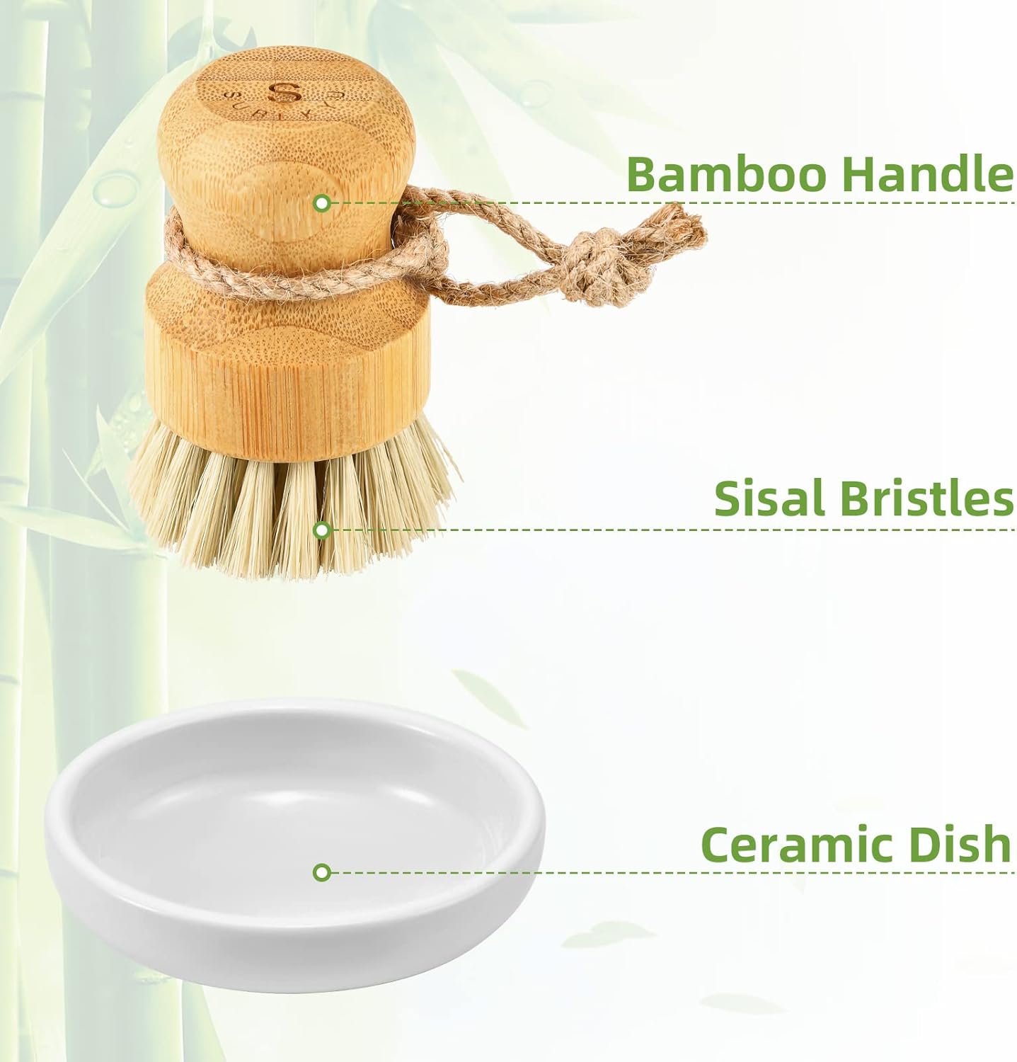 SUBEKYU Bamboo Dish Scrub Brush for Kitchen Sink