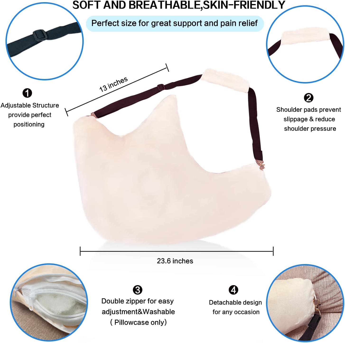 Shoulder Support Pillow - Pain Relief Ergonomic Adjustable Removable