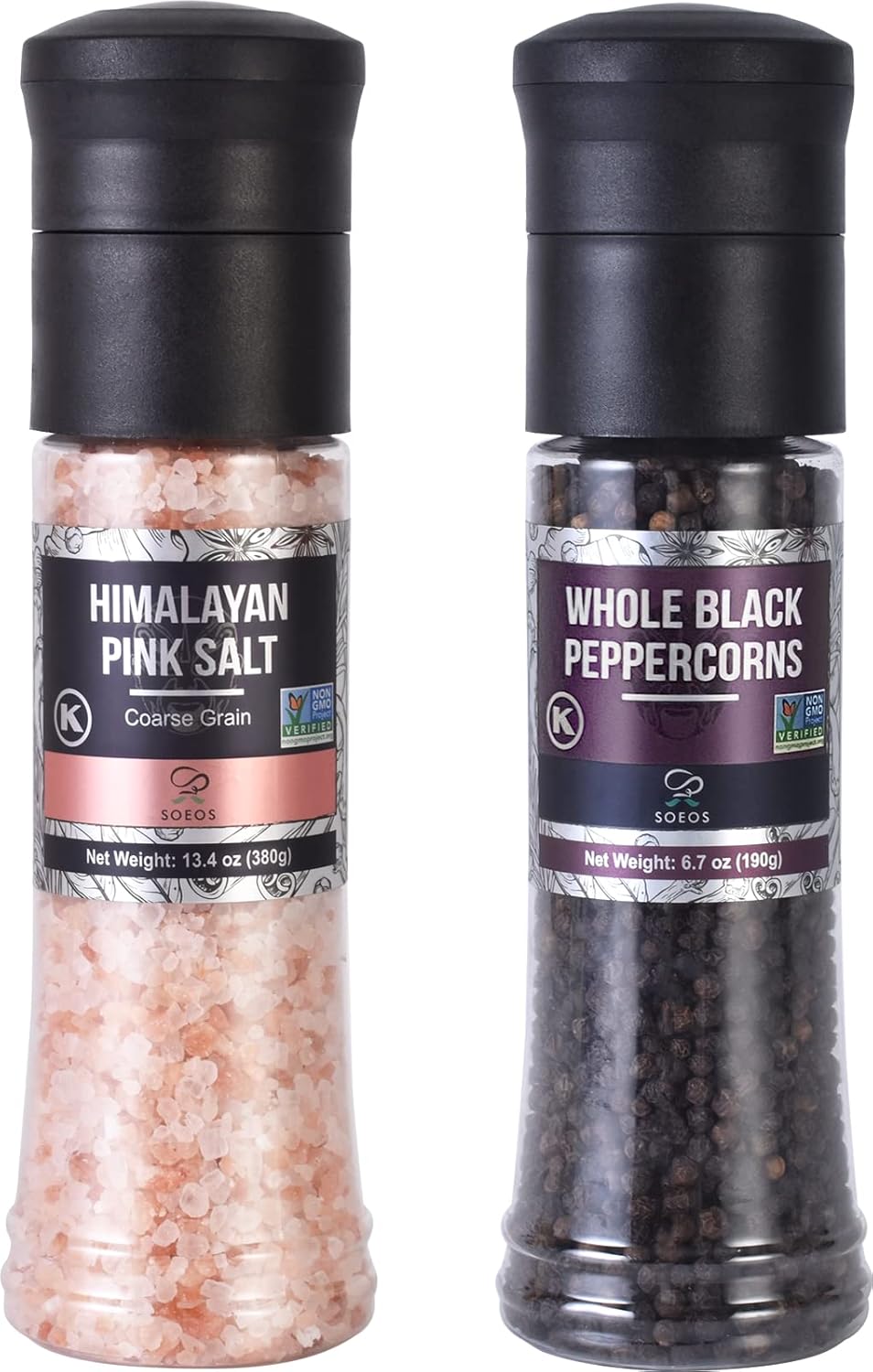 Soeos Salt Pepper Set with Grinder and Shaker 67oz 134oz