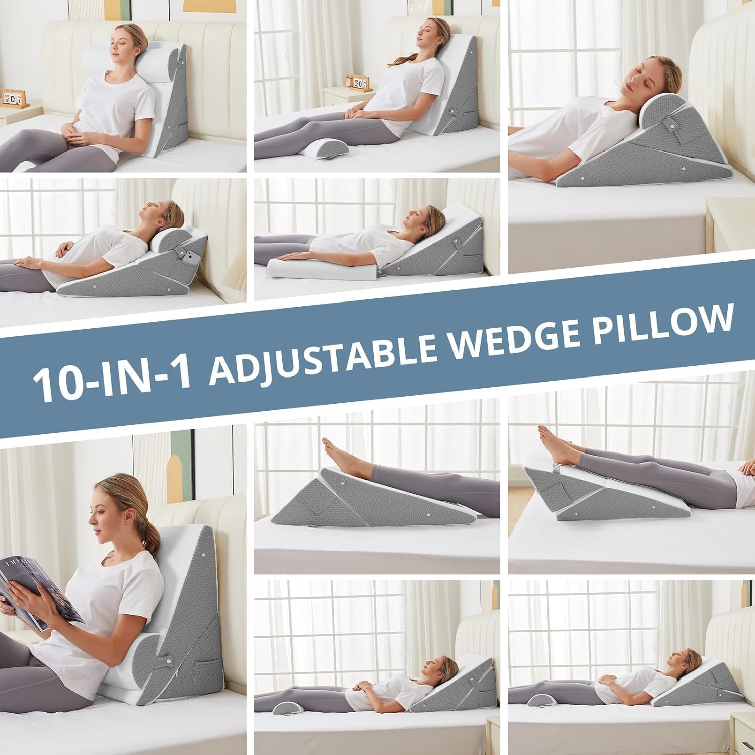 Sasttie Wedge Pillow Set with Memory Foam and Adjustable Heights
