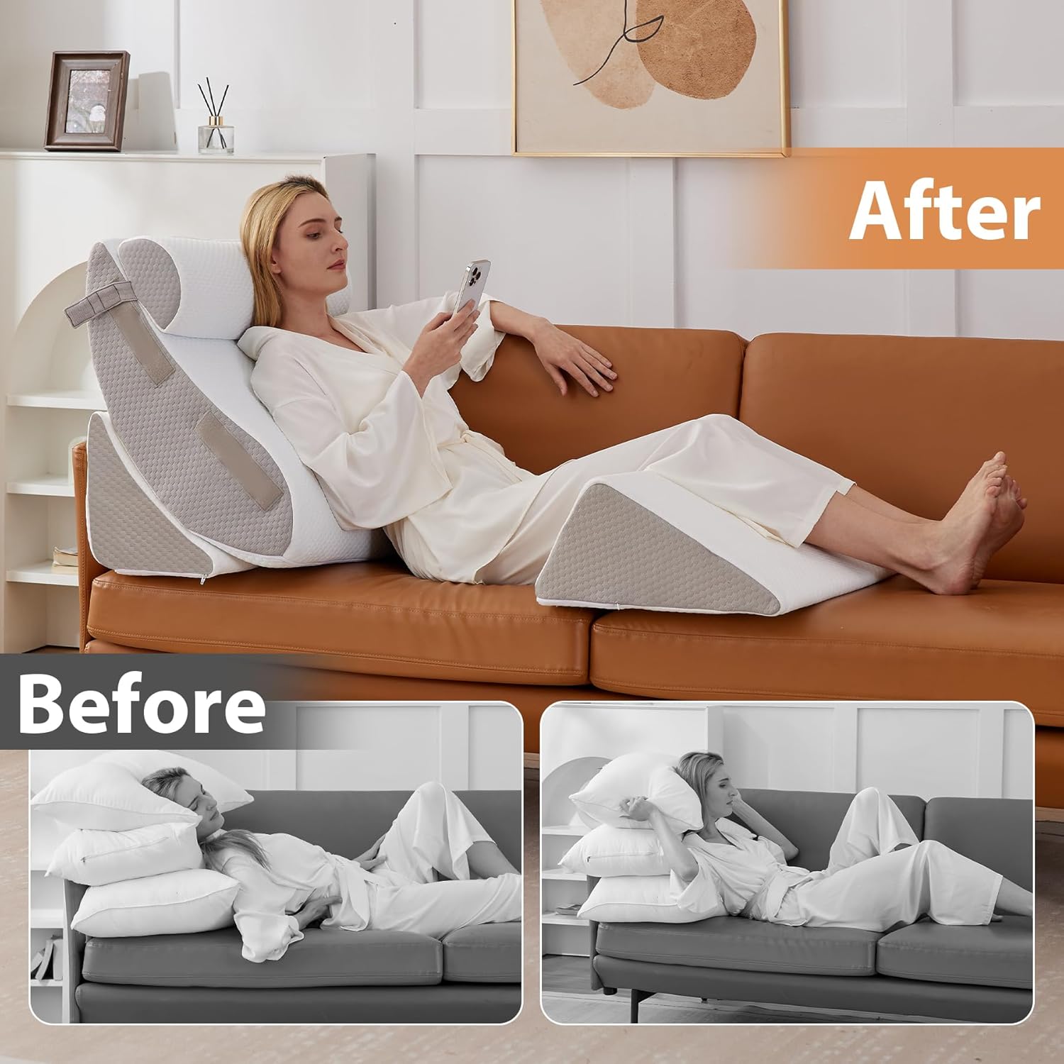 BIEEZZK Orthopedic Wedge Pillow Set 4PCS 1