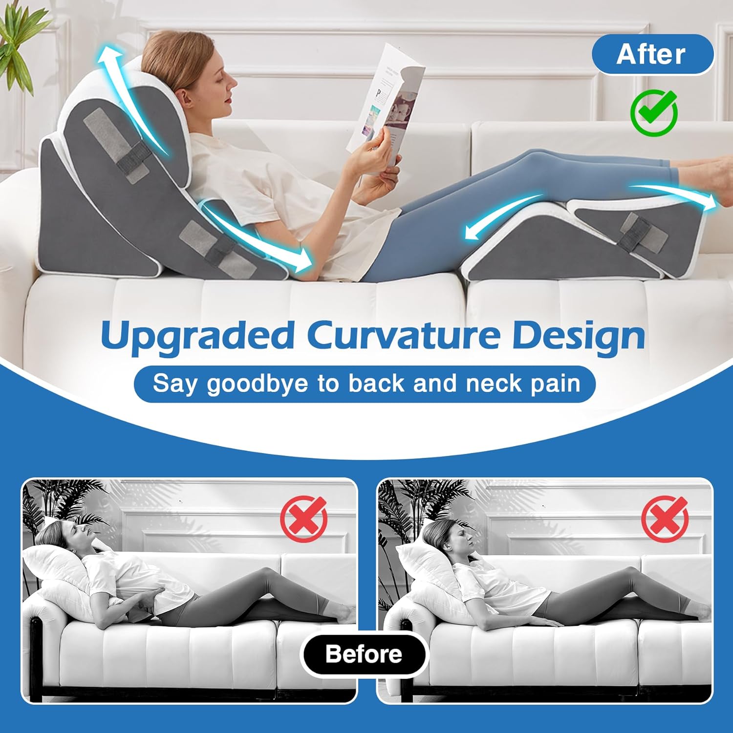 6PCS Orthopedic Wedge Pillow Set for Post Surgery Relief and Acid Reflux