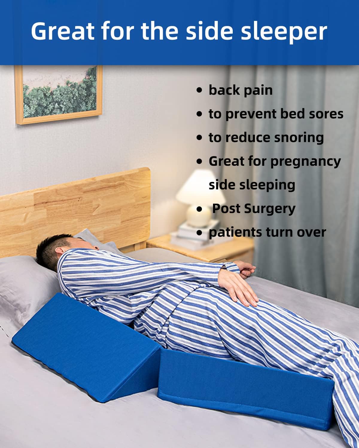 Fanwer 3 in 1 Wedge Pillow Set for Side Sleepers