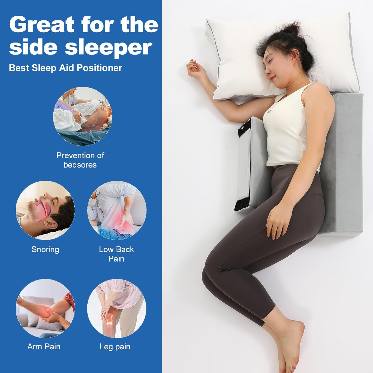 Fanwer Positioning Wedge Pillow for Back Pain Relief Snoring Prevention