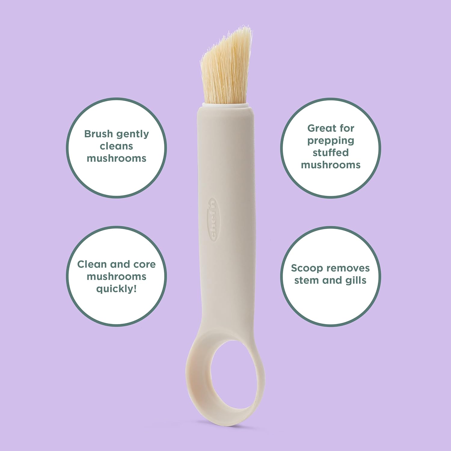Chefn ShroomBroom Mushroom Cleaner and Corer Taupe