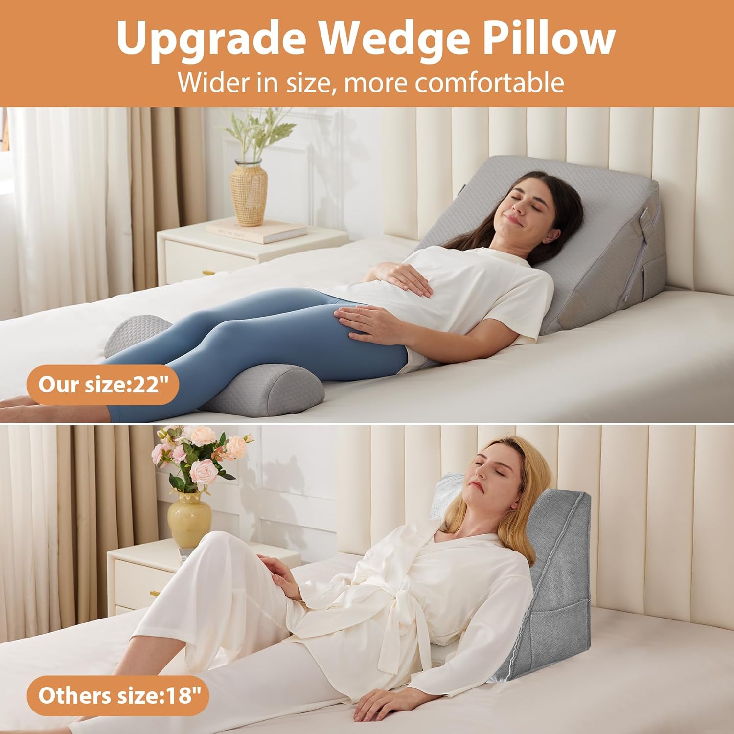3PCS Wedge Pillow Set for Back Support and Pain Relief