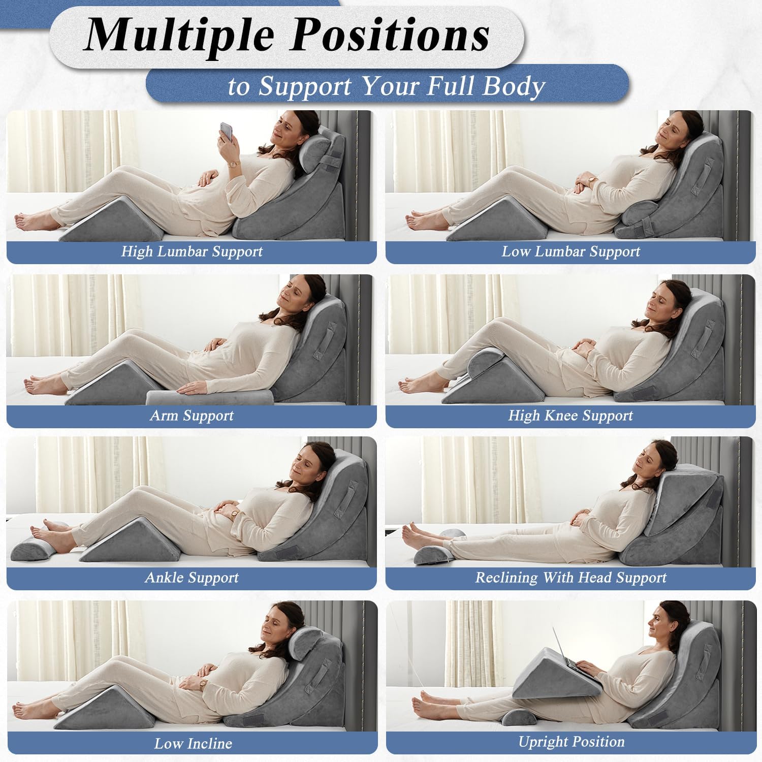Axelrod 4PCS Orthopedic Wedge Pillow Set for Back Neck Leg Pain Relief