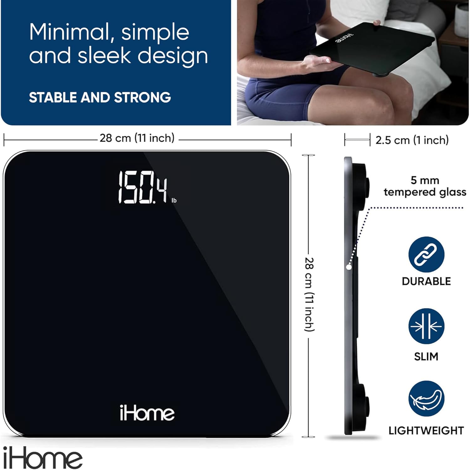 iHome Digital Scale for Body Weight Black