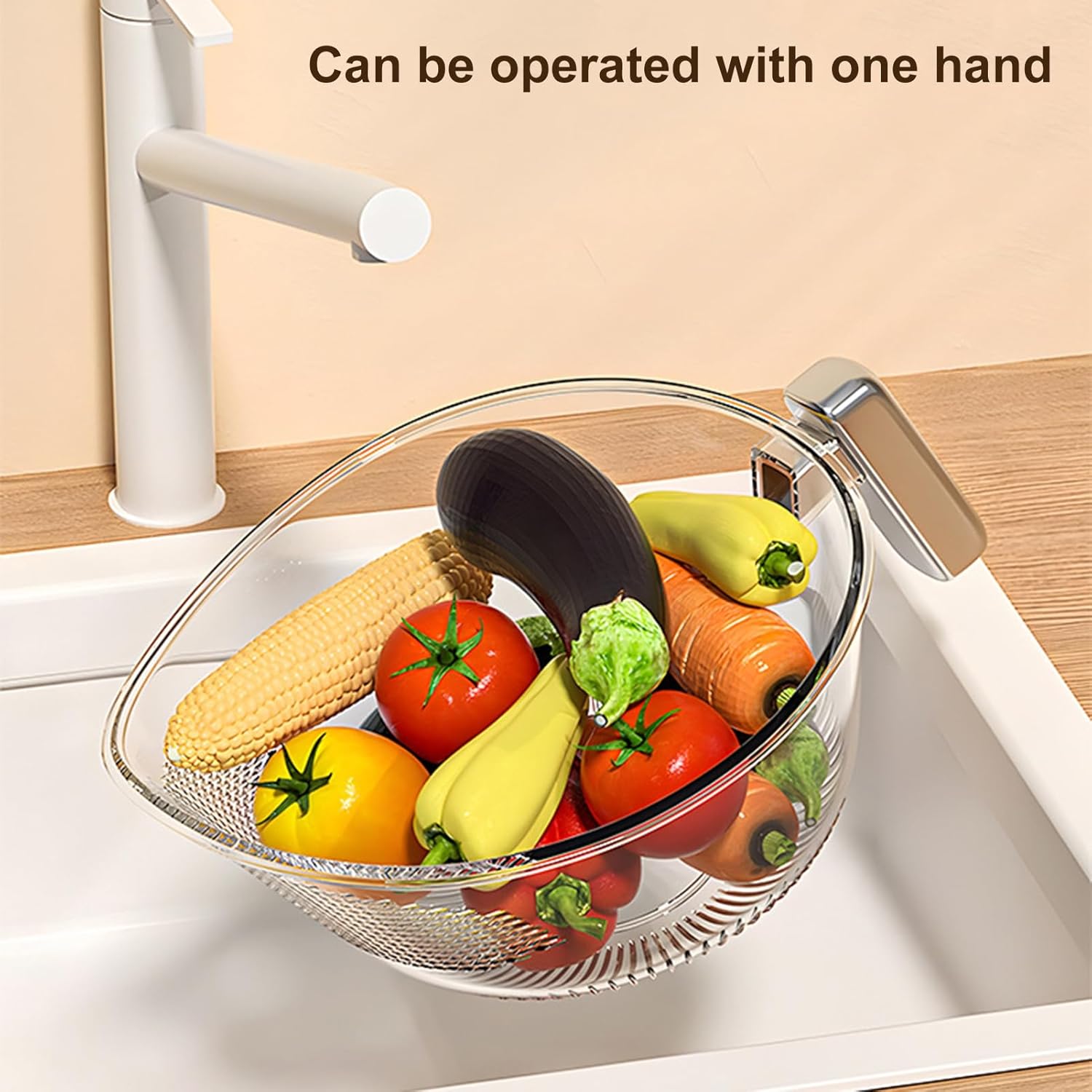 Meideli Rice Washer Strainer Bowl with Handle