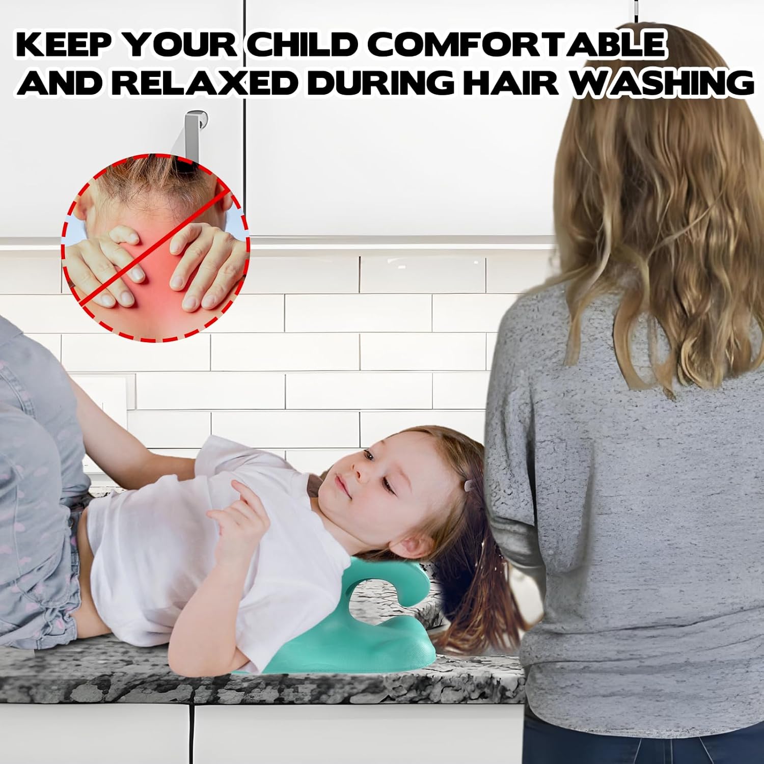 YEXEXINM Kids Hair Washing Neck Pillow with Massage