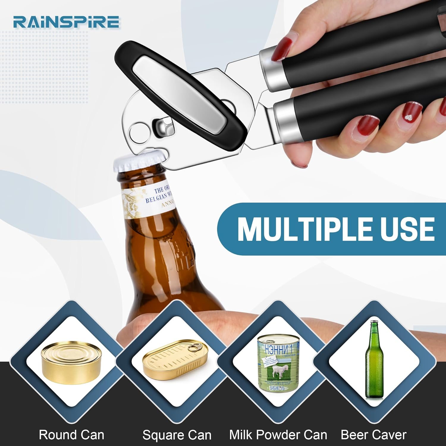 Rainspire Upgraded Manual Can Opener with Bottle Opener 1