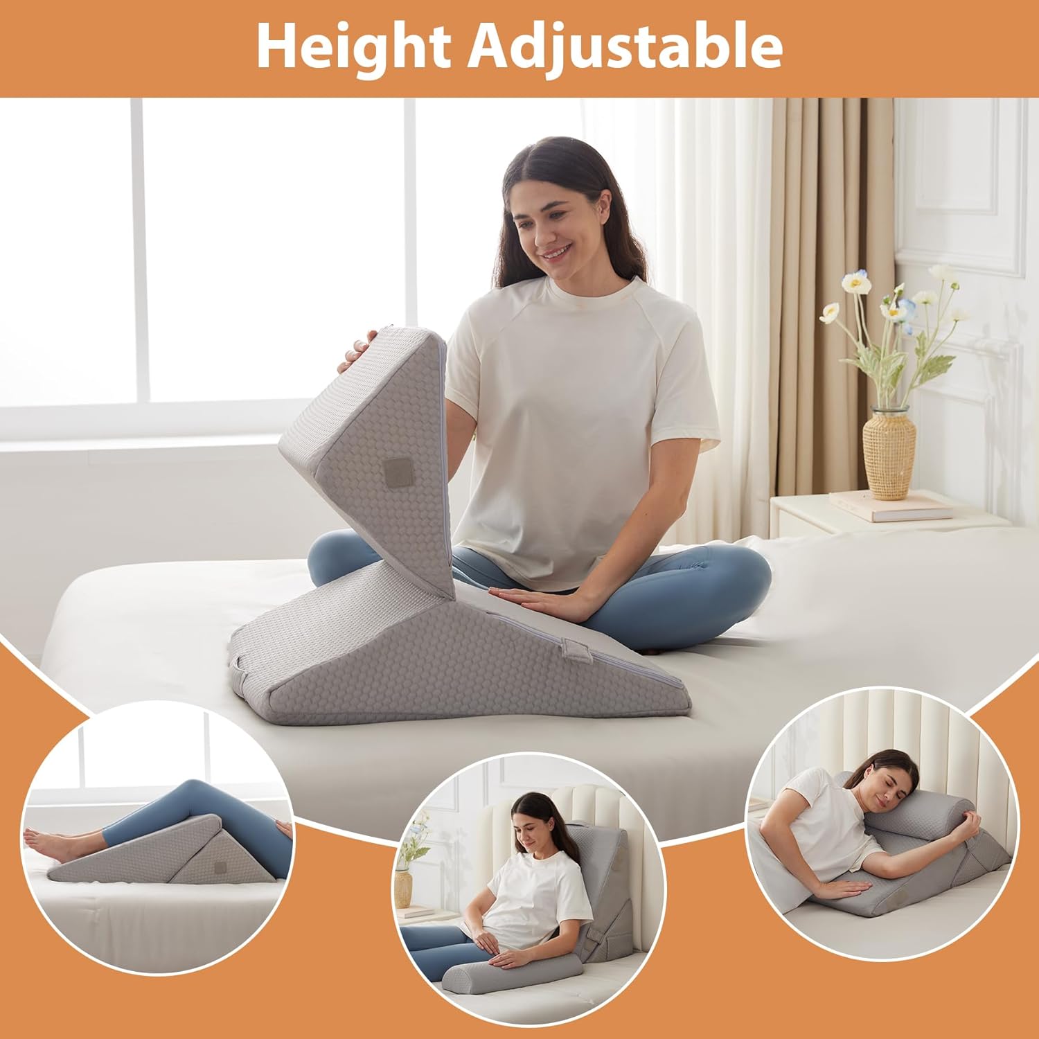 3PCS Wedge Pillow Set for Back Support and Pain Relief