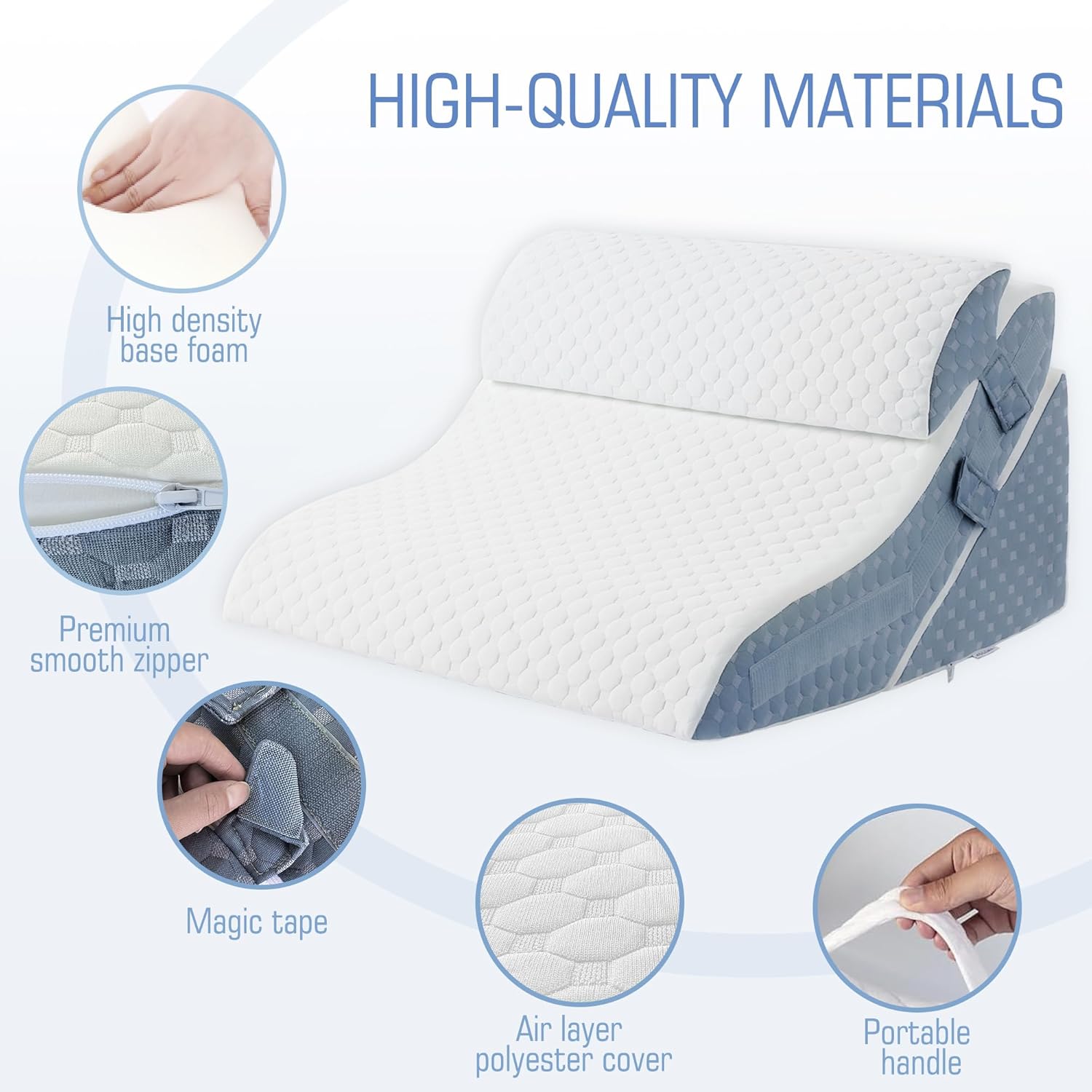 Ziiyllean 20-in-1 Adjustable Bed Wedge Pillow for Back Pain Relief