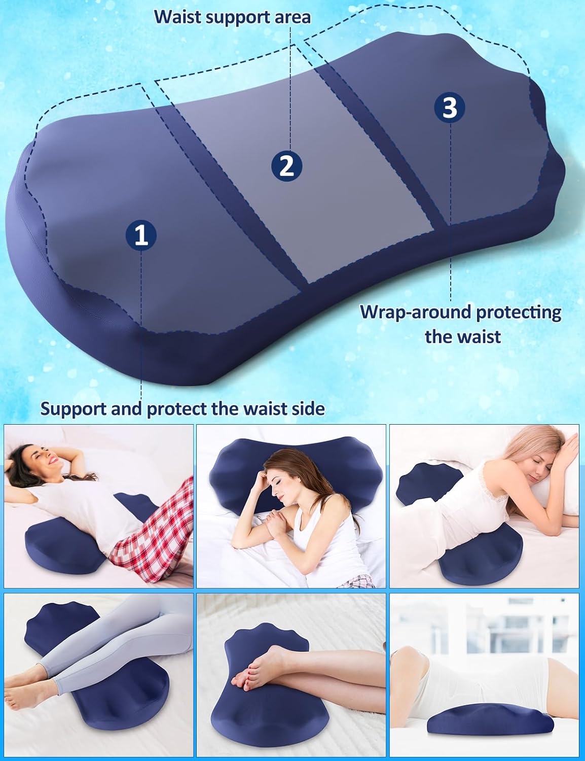 Fledano Cooling Lumbar Support Pillow for Back Pain Relief