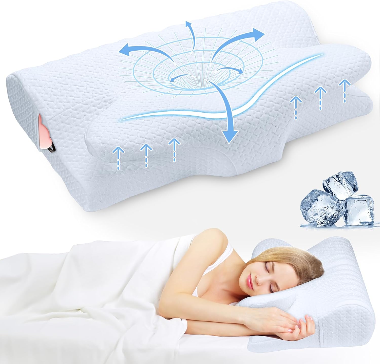 Contoured Cervical Neck Pillow for Sleep Support