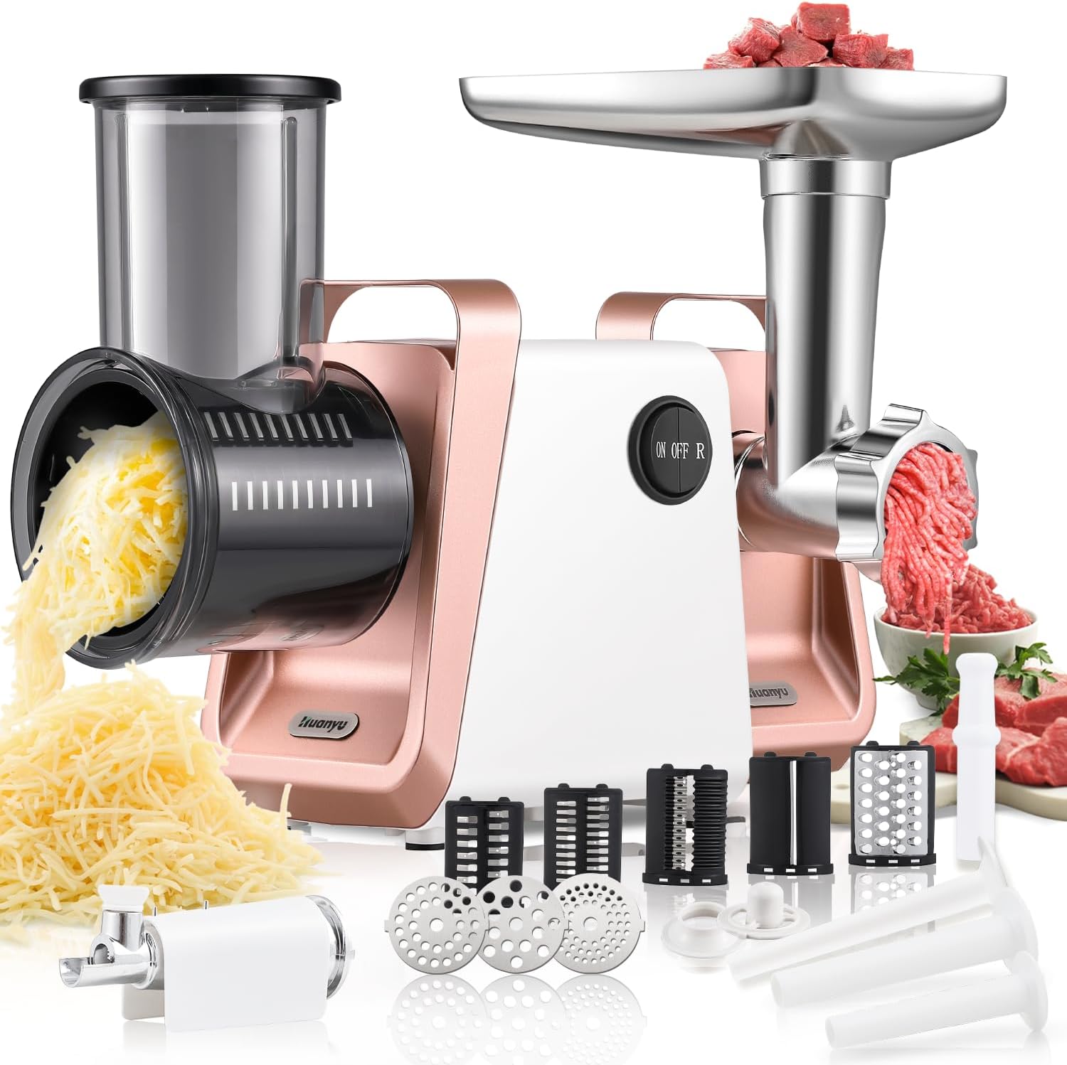 Huanyu Electric Cheese Grater Multi-Functional Slicer with 5 Blades