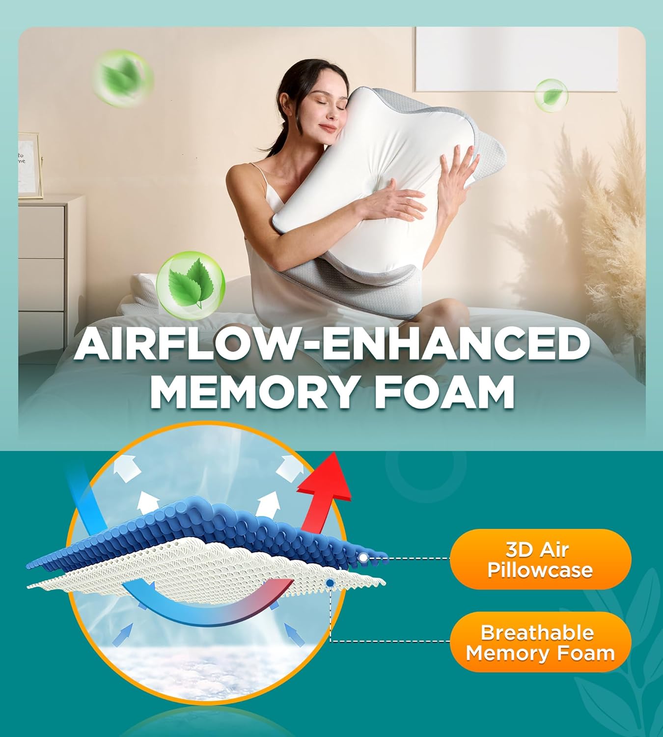 EKIFT Contoured Neck Support Pillow for Pain Relief and Beauty Sleep