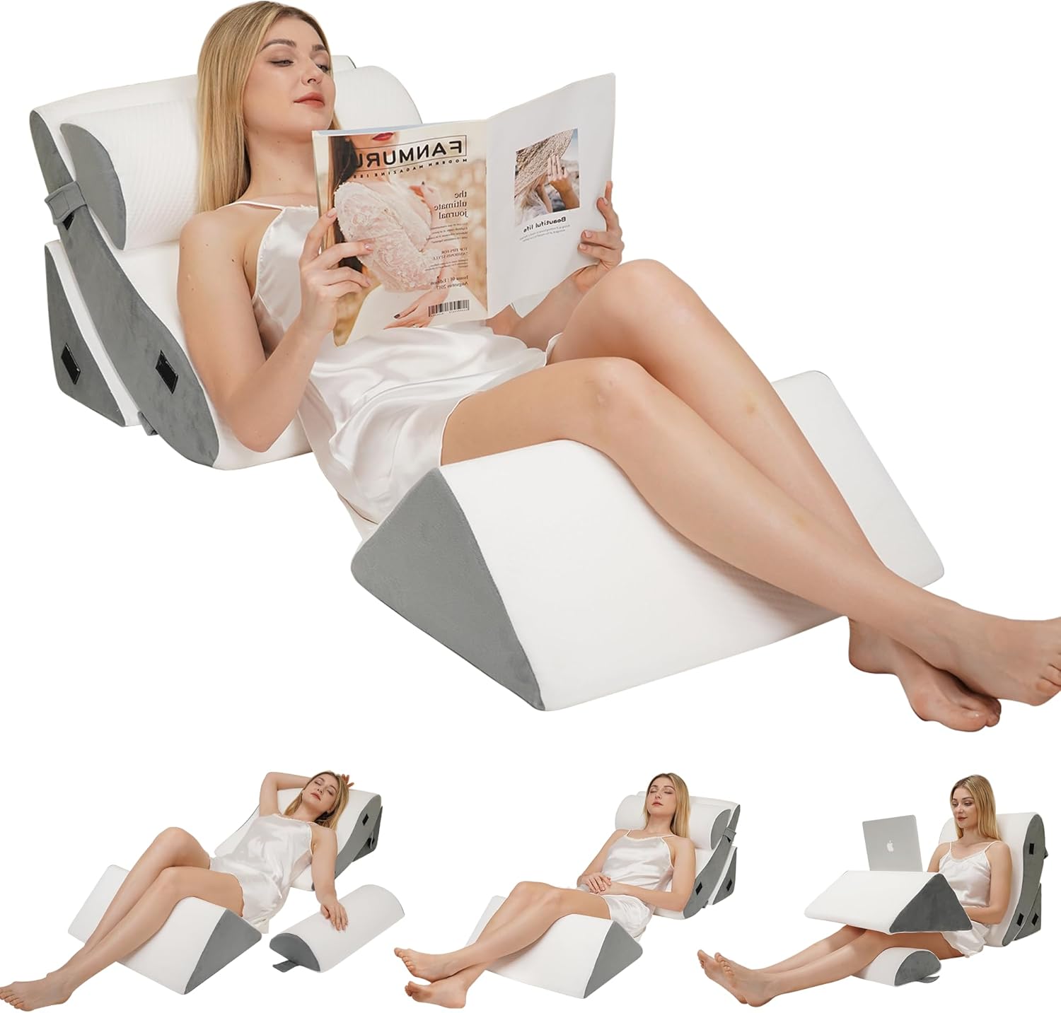 4PCS Orthopedic Wedge Pillow Set for Back Leg Support