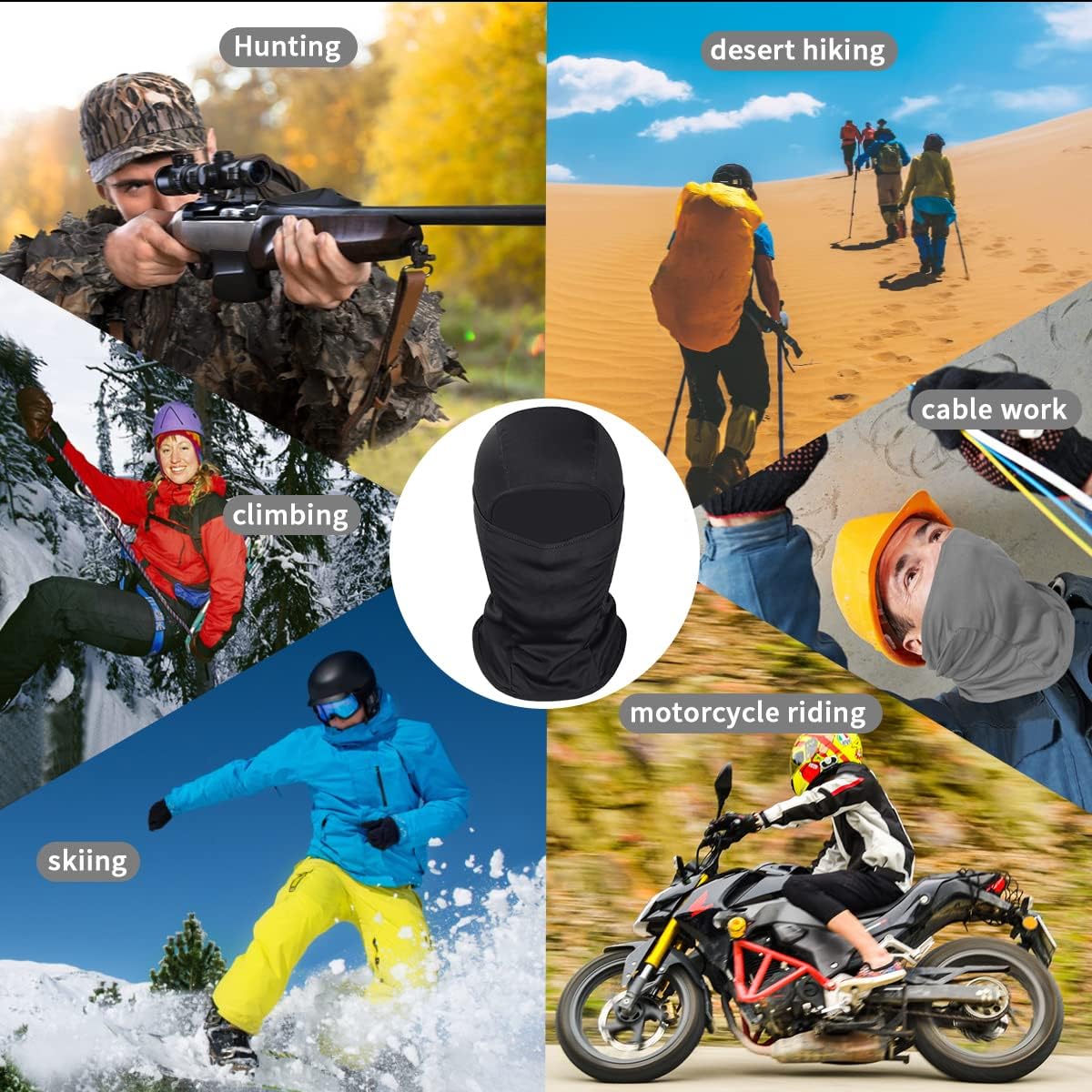 Achiou Ski Mask for Men Women - UV Protection Balaclava Face Cover