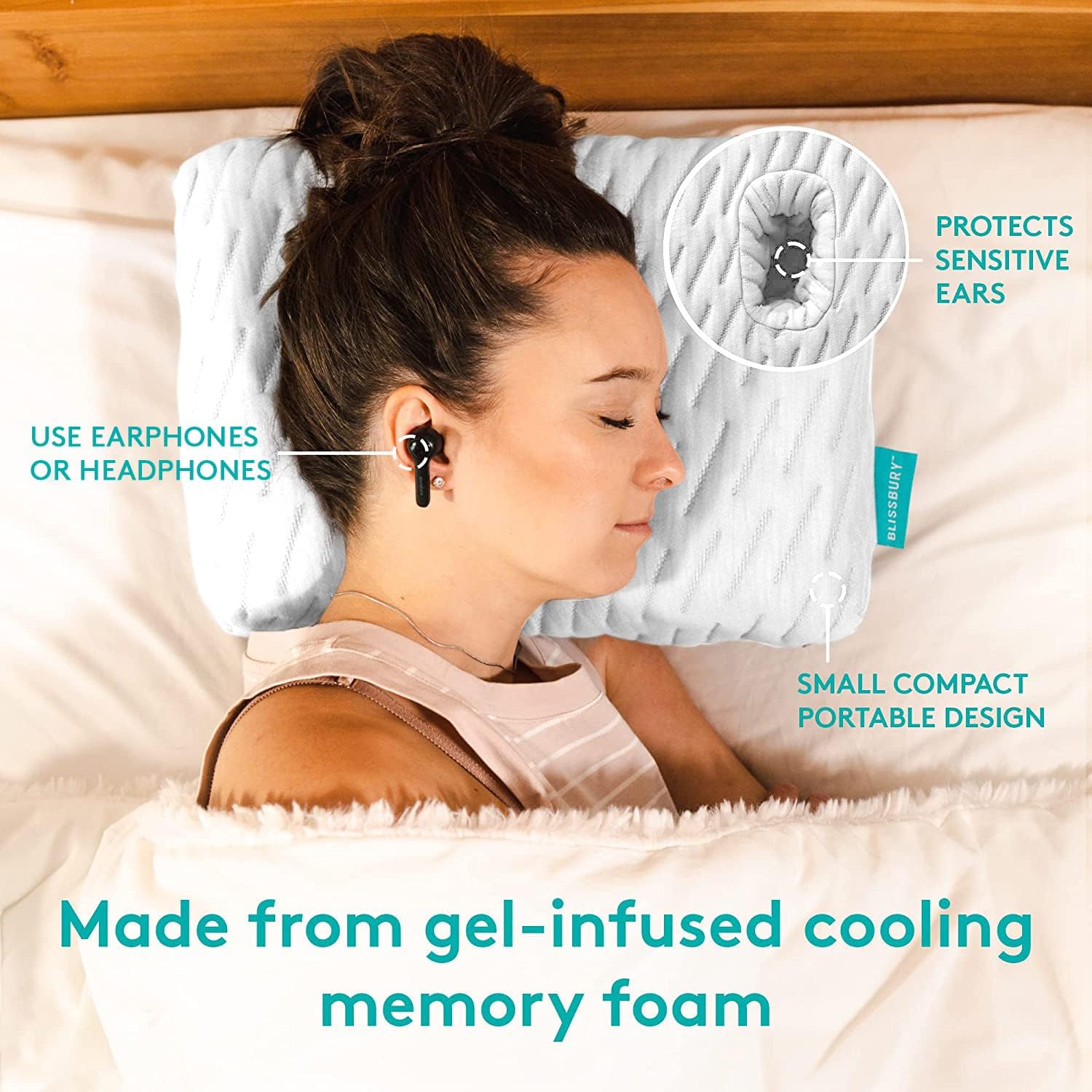 BLISSBURY Mini Ear Pillow with Cooling Foam