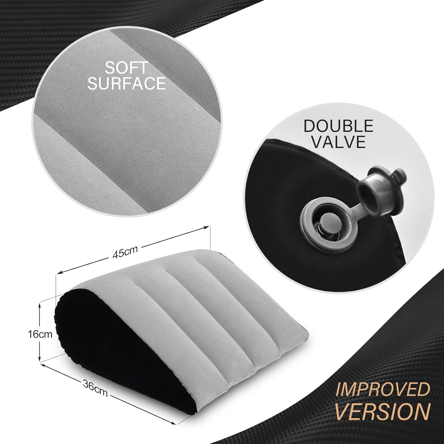 Portable Wedge Pillow Inflatable Cushion - Grey
